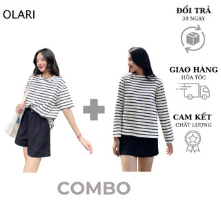Combo áo thun kẻ sọc tn olari ol21 + áo thun kẻ sọc olari td ol51