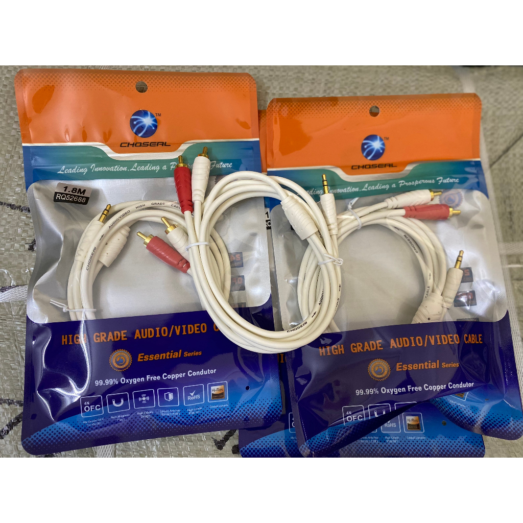 Dây Av 1 Ra 2 Choseal  RO5218 , Dây Loa 1 Đầu 3.5 Ra 2 Đầu Av Cao Cấp Dài 1.8M, 3M, 5M, 10M, Chống Sôi, Nhiễu