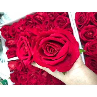 Sỉ đầu bông hoa hồng lụa phủ nhung cao cấp