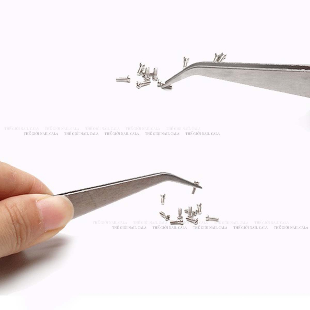Nhip gắp đá trang trí móng - Nhip găp phụ kiện, charm làm nail - Nhíp dáng thẳng - Dáng cong - Màu đen - Màu bạc
