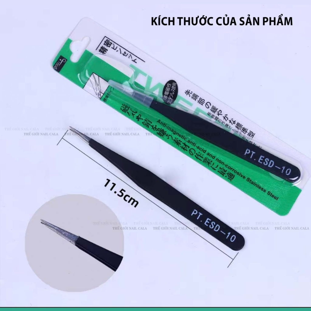 Nhip gắp đá trang trí móng - Nhip găp phụ kiện, charm làm nail - Nhíp dáng thẳng - Dáng cong - Màu đen - Màu bạc