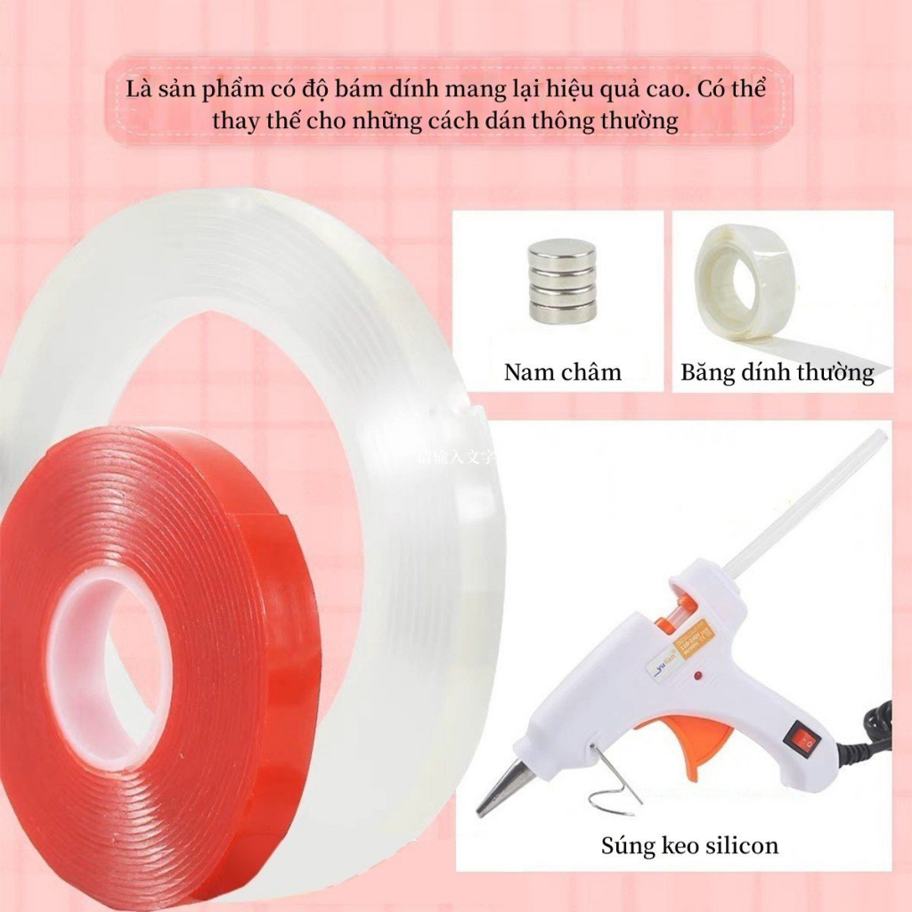 Băng dính đỏ dán móng mẫu nail - Băng dính 2 mặt - Dính siêu chắc siêu bền - Băng dính tạo fan mi