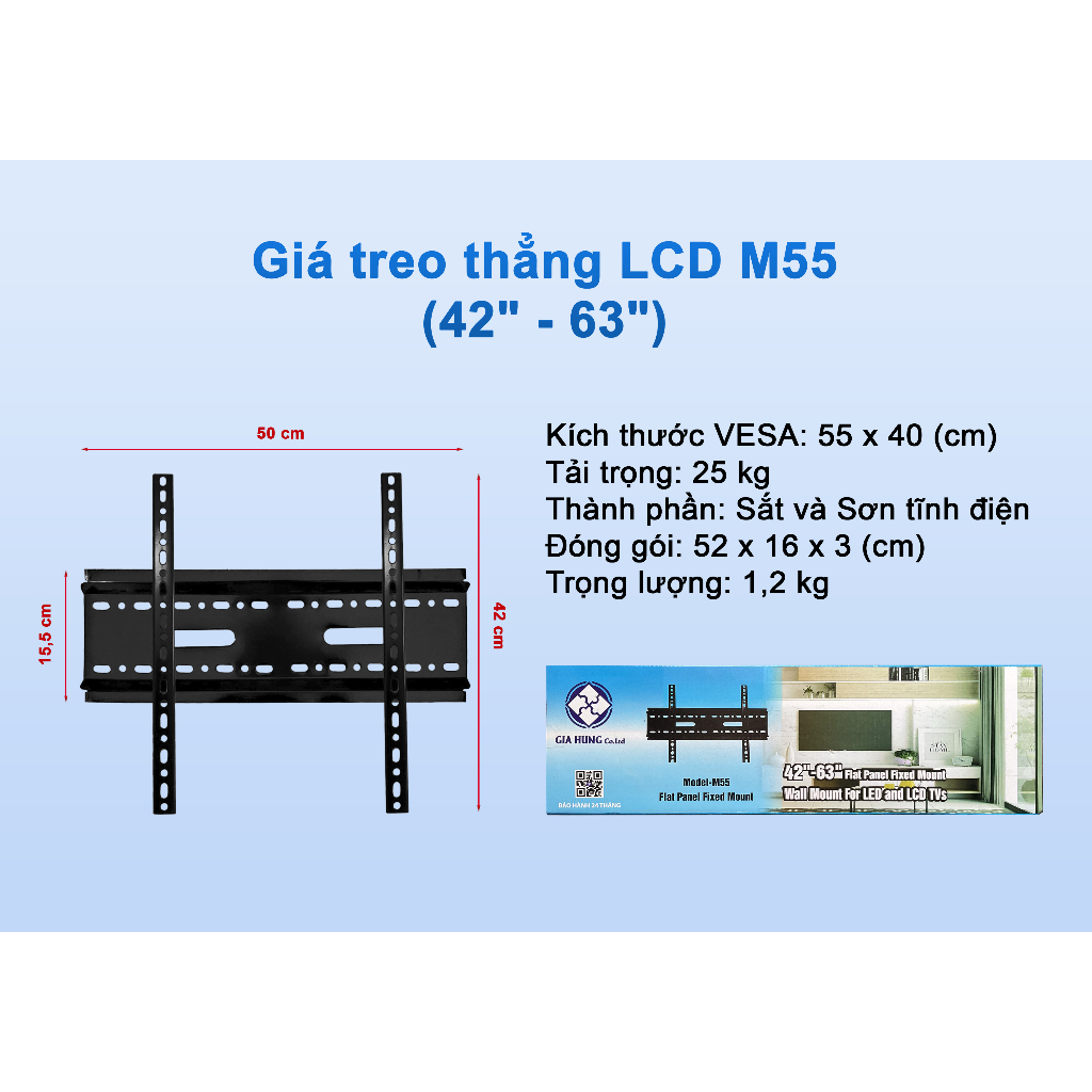 Giá treo ti vi thẳng sát tường Cao Cấp 24 đến 70 inch