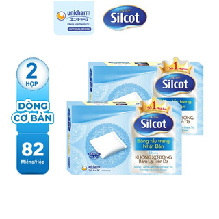 Combo 2 hộp Bông tẩy trang (bông trang điểm) Silcot 82 miếng/hộp