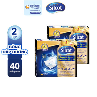 Combo 2 hộp Bông tẩy trang Silcot đắp dưỡng miếng đôi 40 miếng/hộp