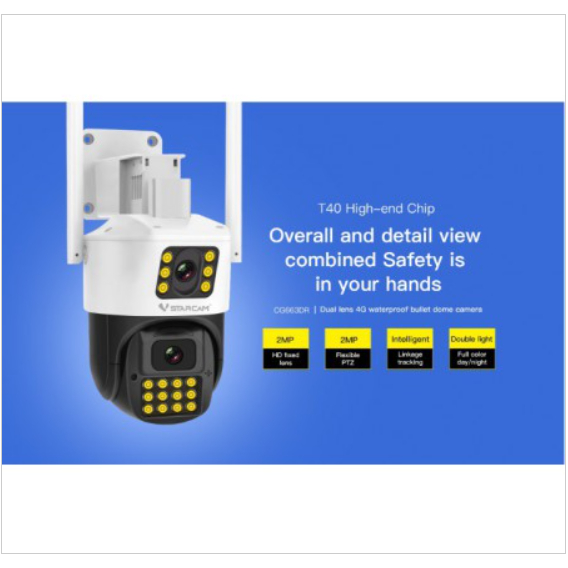Camera wifi Vstarcam 4G CG663DR 1 Cam 2 Màn Hình- Xài Sim 4G