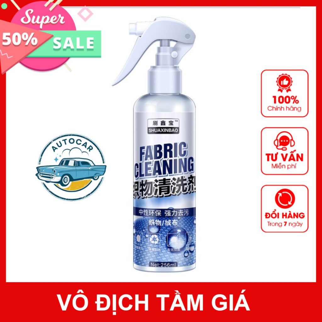 Dung dịch vệ sinh nỉ trần xe ô tô vệ sinh nội thất ô tô Fabric Cleaning Shuaxinbao dung tích 256ml