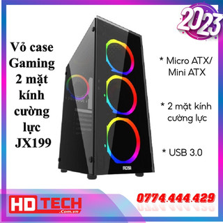 Vỏ case máy tính Gaming 2 mặt kính cường lực jx199