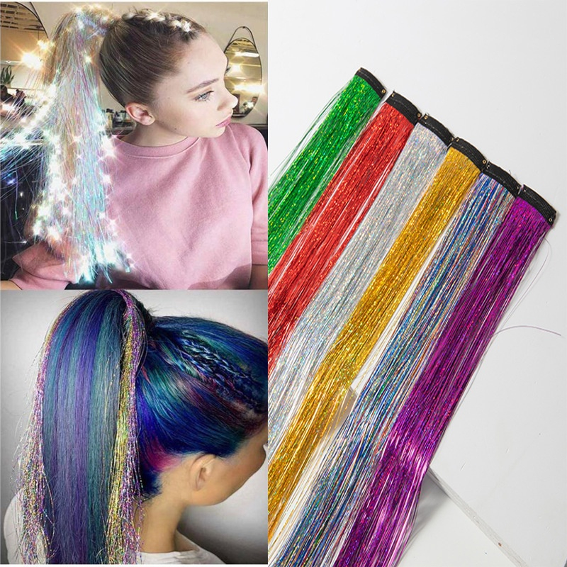 beautycoco🍊1 Bộ Tóc Giả Thẳng Dài Màu Sáng Bằng Lụa Không Đường May Kèm Kẹp Màu Thời Trang Cho Nữ