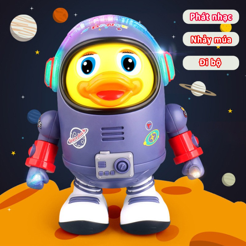 Đồ Chơi Robot Chú Vịt Không Gian Phi Hành Gia Nhảy Múa Phát Nhạc Vui Nhộn Space Duck Dance -PUKAPI