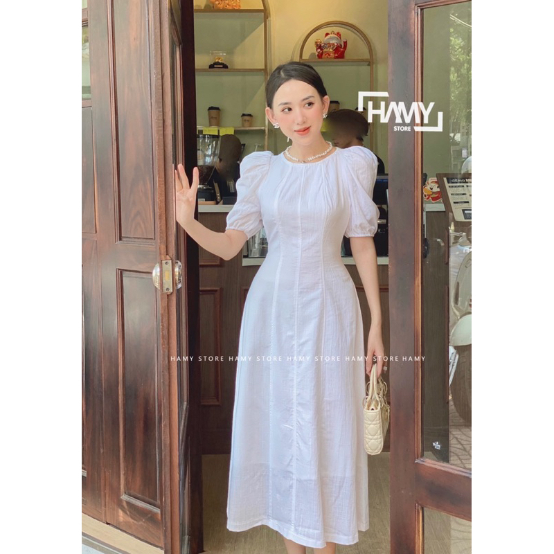 Đầm Tay Ngắn Nút Sau