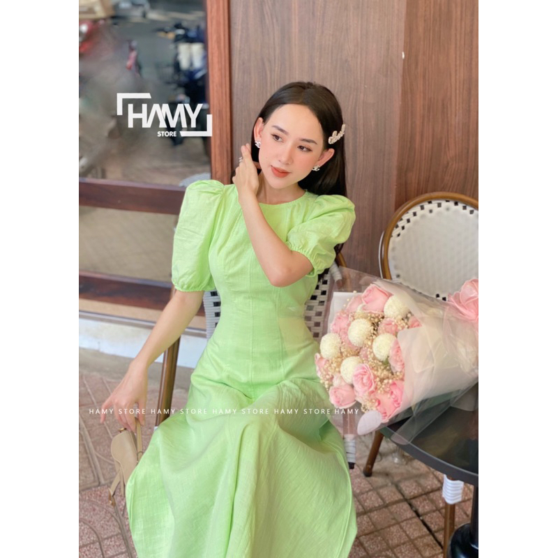 Đầm Tay Ngắn Nút Sau