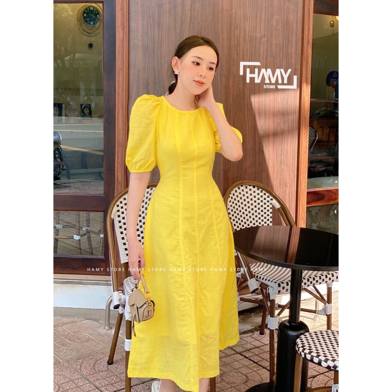 Đầm Tay Ngắn Nút Sau