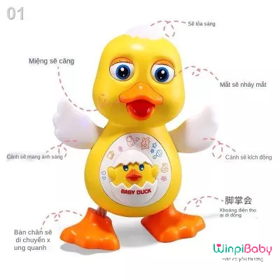 Đồ chơi Vịt nhảy múa CAO CẤP có đèn và nhạc di chuyển dễ thương cho bé