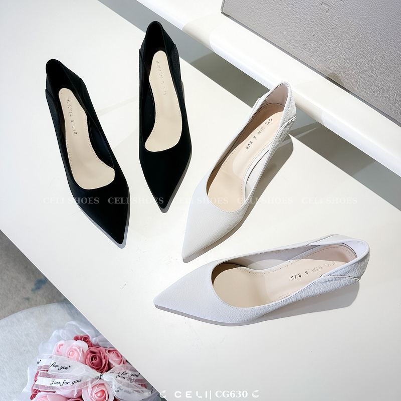 Giày cao gót nữ Celi Shoes 5p gót nhọn da sần CG630