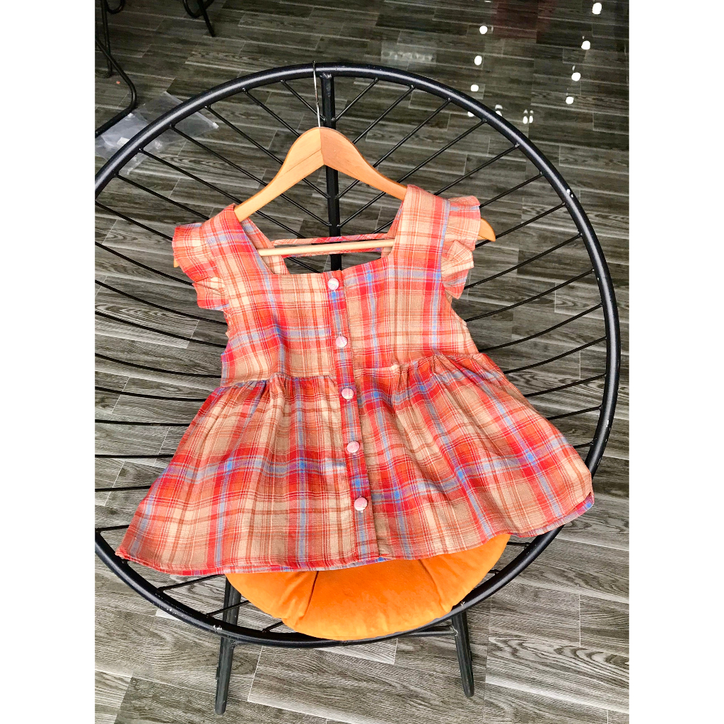 Áo babydoll ngắn tay_Áo kẻ caro hot girl phong cách Hàn Quốc AO88