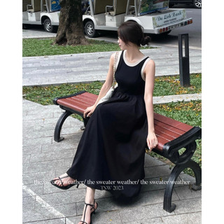 Đầm Maxi dáng dài áo sát nách phối viền dáng dài  Vayphoivien139