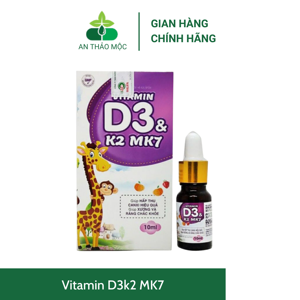 Vitamin D3k2 MK7.Tăng Cường Hấp Thu Canxi Giúp Xương Răng Chắc Khỏe .Lọ 10ml