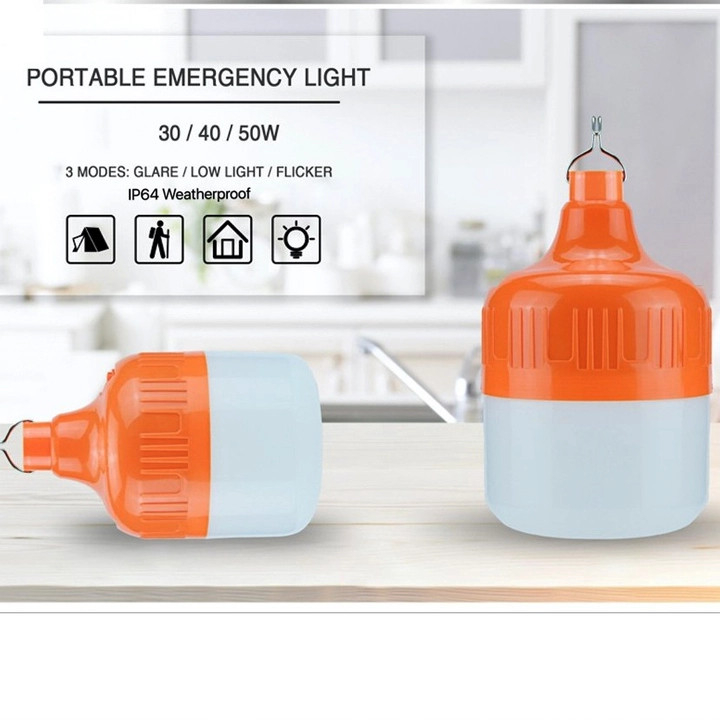 Bóng đèn LED sạc tích điện 100w có móc treo thông minh