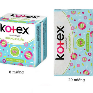 Băng vệ sinh chống tràn kháng khuẩn KOTEX - bvs 8 Miếng - 20 miếng Mỏng Xanh Ngọc