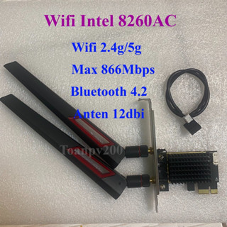 Wifi intel AC 8260 866Mbps bluetooth 4.2 lắp khe Pcie máy tính bàn PC