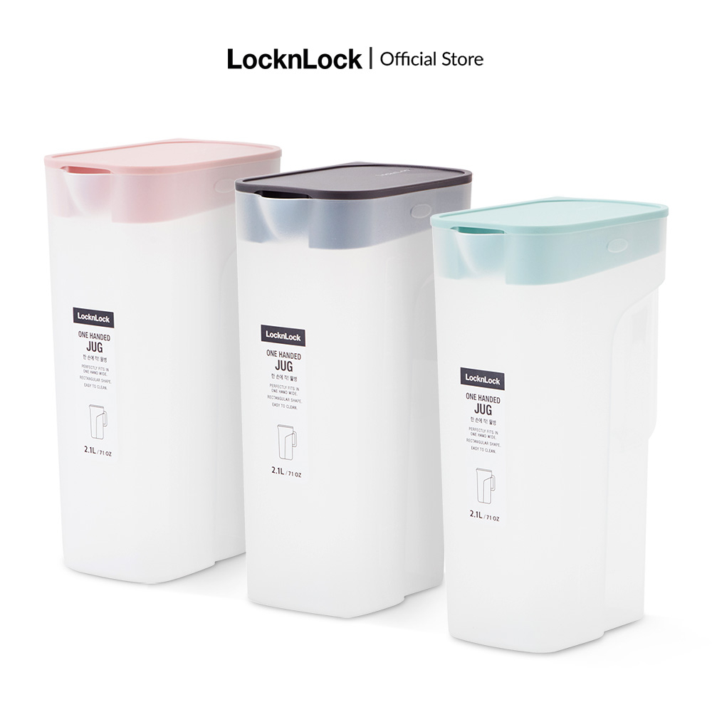 Bình nước nhựa Lock&Lock One Handed Jug 2.1L HAP818 màu xám, xanh mint, hồng