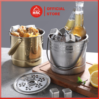 Xô đựng đá inox 201 xô đá nhà hàng chất liệu inox có quai chia ngăn