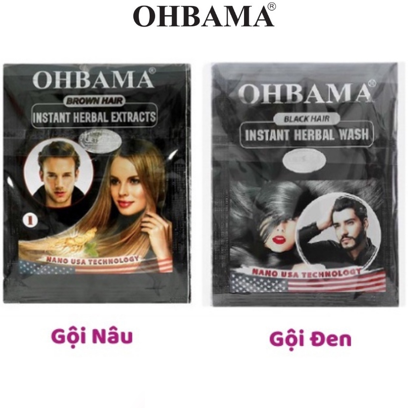 Gội Là Đen OHBAMA Black Hair Instant Wash / Dầu gội phủ bạc Gội Nâu 20ml