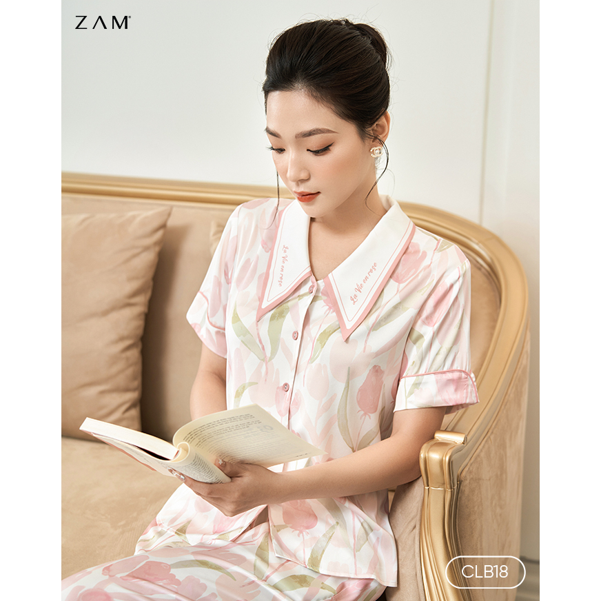 Bộ ngủ satin ZAM Luxury - CLB18 - Áo ngắn tay quần dài