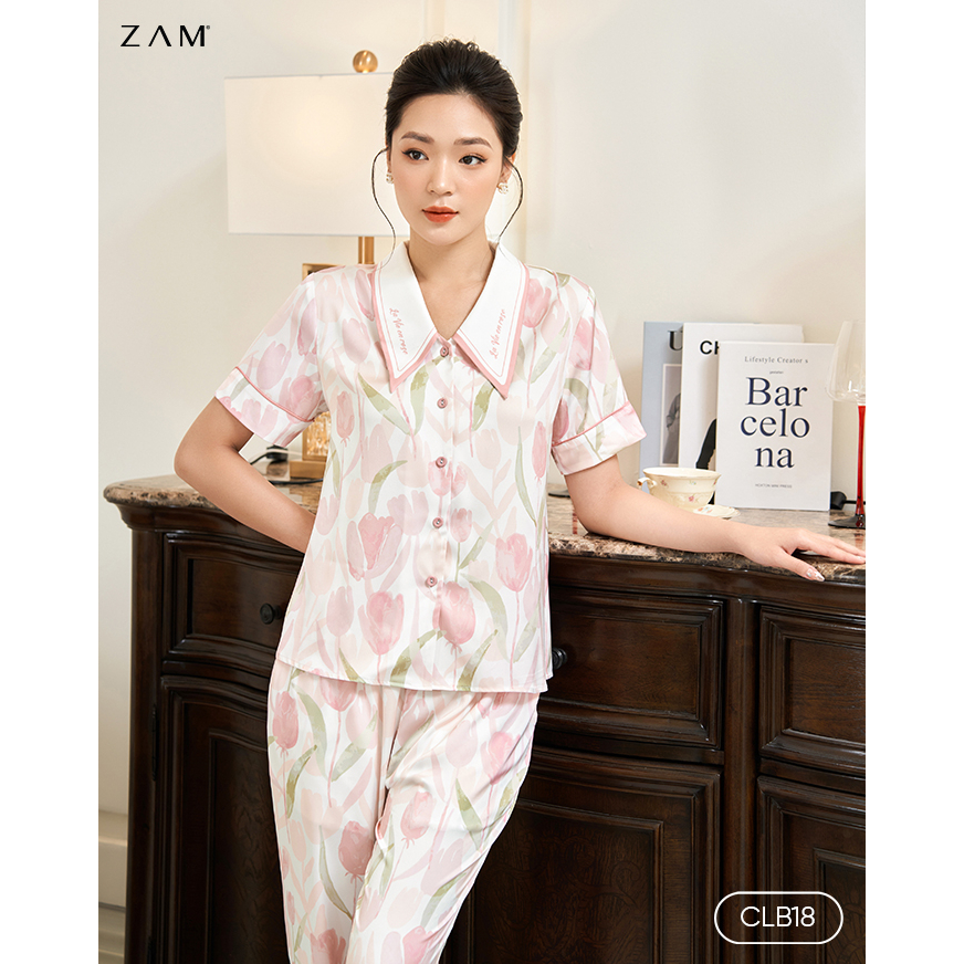 Bộ ngủ satin ZAM Luxury - CLB18 - Áo ngắn tay quần dài