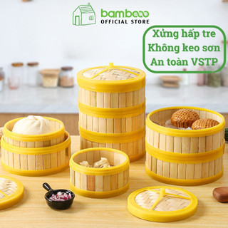 Xửng hấp tre đa năng BAMBOOO ECO lồng hấp bánh bao, dimsum có nắp, dùng cho gia đình, nhà hàng, khách sạn