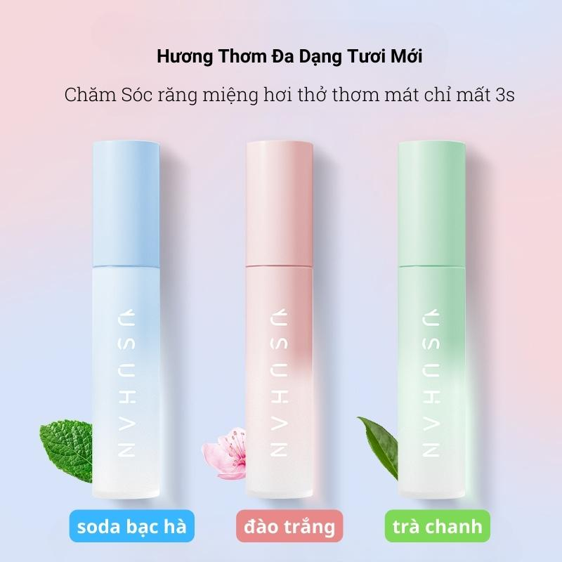 Xịt Thơm Miệng Hàn Quốc USUHAN Chính Hãng Sịt Thơm Miệng Hương Đào Và Bạc Hà Giúp Hơi Thở Thơm Mát Sảng Khoái