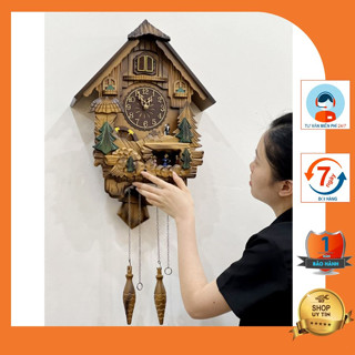 [DECOR] Đồng hồ treo tường TÂN CỔ ĐIỂN Cuckoo dáng ngôi nhà gỗ - điểm chuông 60 phút/lần cực hay