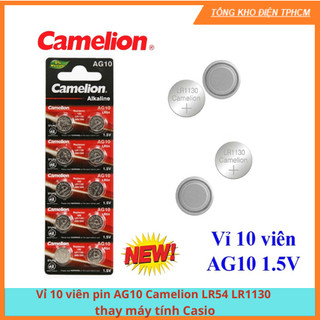 Vỉ 10 viên pin ag10 camelion lr54 lr1130 thay máy tính casio