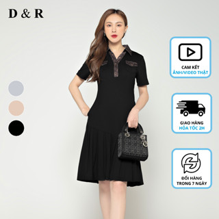 Đầm polo nữ bigsize váy xếp ly phối BBR Quảng Châu cao cấp D&R Fashion D201