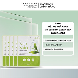 Combo 10 Mặt Nạ Trà Xanh ISK SunSkin Green Tea Sheet Mask Giảm Mụn, Sáng Da, Sạch Bã Nhờn