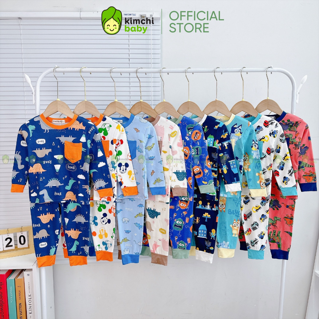 Bộ Dài Tay Bé Trai KIMCHIBABY Vải Cotton Borip Dư Xịn Hoạ Tiết Ô TÔ, Đồ Bộ Cho Bé Mặc Thu Đông KCTD303
