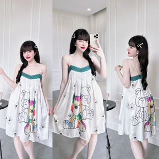 Đầm ngủ dây xếp ly phối ren lụa cao cấp from 40-60kg