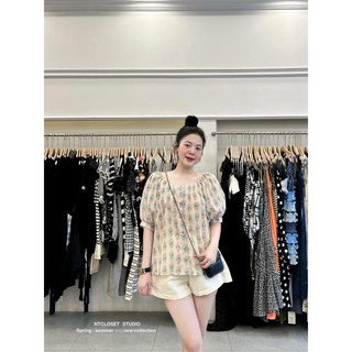 Áo sơ mi thô boy hoa nhí khuy bọc ntcloset freesize