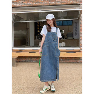 Yếm Váy Nữ Dáng Dài Chất Liệu Cao Cấp , Váy Yếm Bò Nữ Dài Sẻ Sườn Thời Trang Hàn Quốc Y2