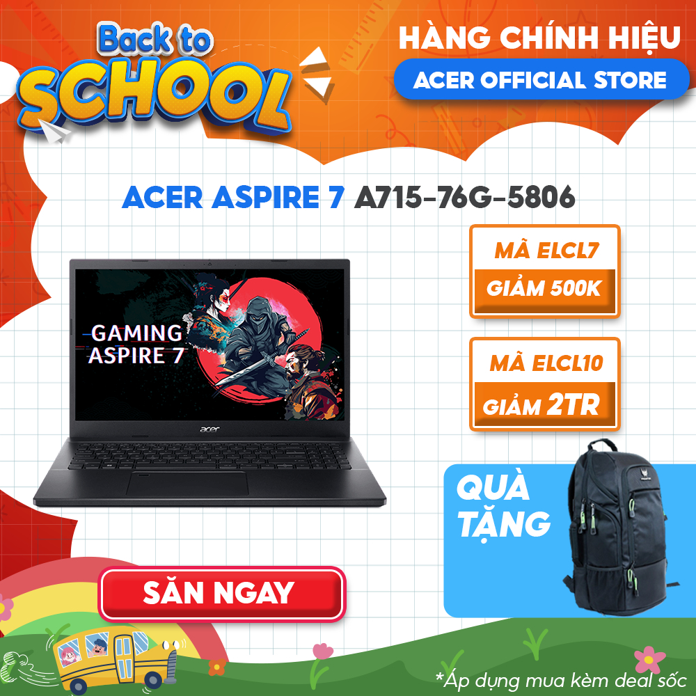 Laptop Acer Aspire 7 A715-76G-5806 i5-12450H|16GB|512GB|RTX™ 3050 4GB|15.6'