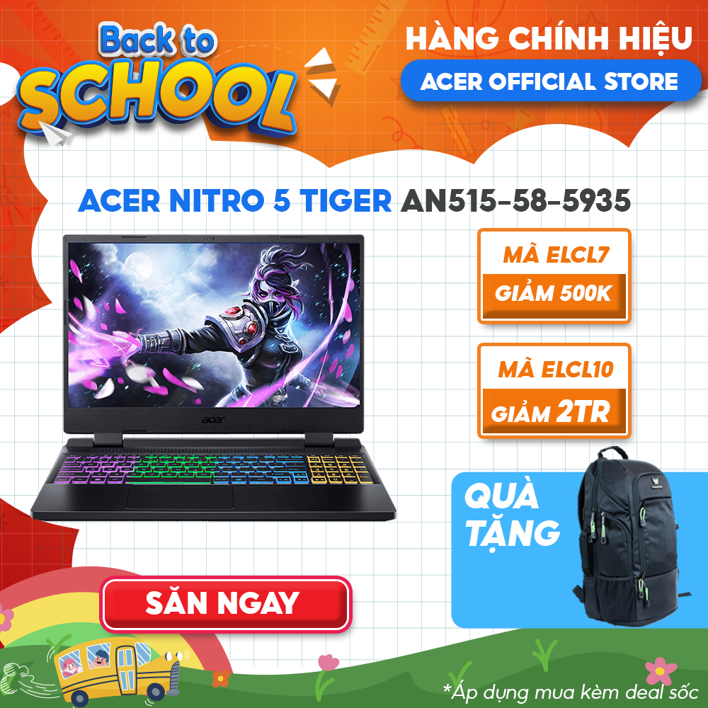 Laptop Acer Nitro 5 Tiger AN515-58-5935 i5-12450H|8GB|512GB|RTX™ 4050 6GB|15.6'