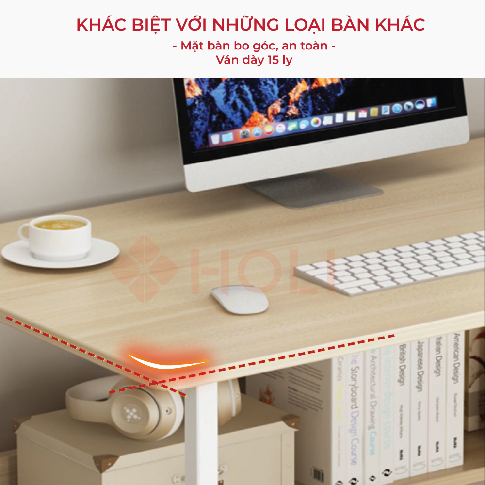 Bàn làm việc, hoc tập gỗ HOLI bàn văn phong, sinh viên học sinh tại nhà, kích thước 80x40x75cm, 100x50x75cm