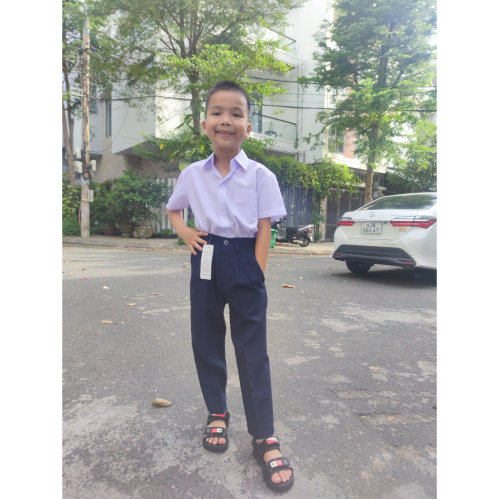 Đồng phục học sinh nam nữ cấp 1,2 - Áo sơ mi học sinh nam, quần tây học sinh lưng thun nam nữ - Danangsale