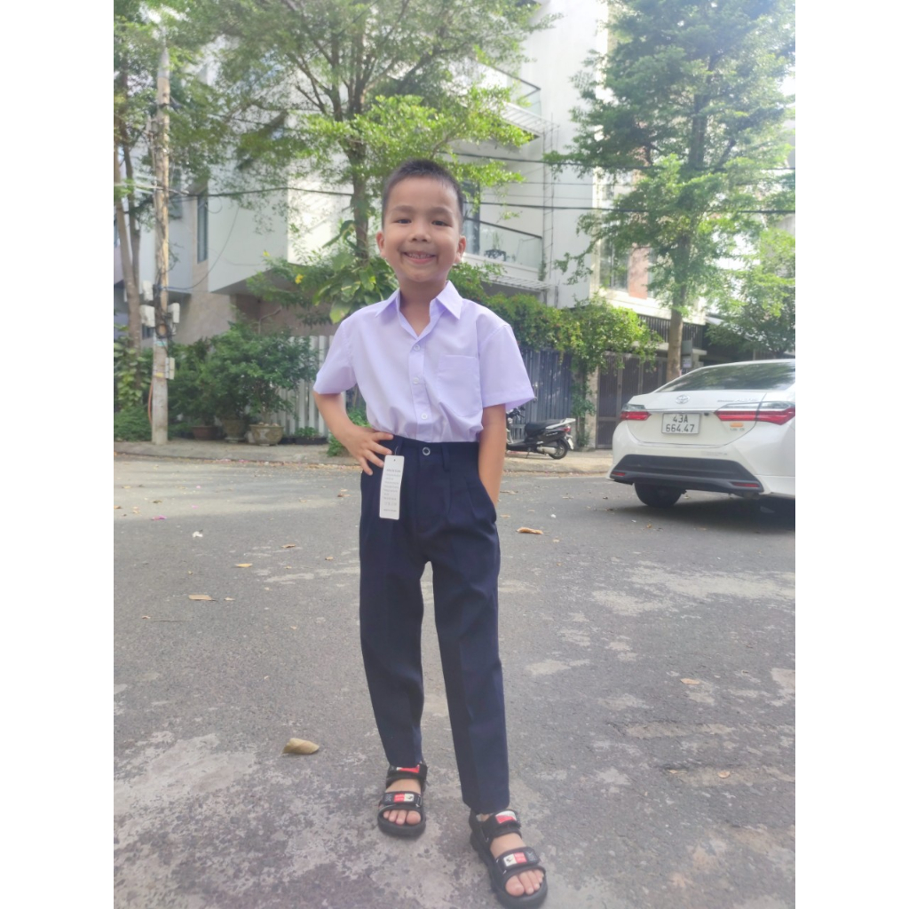 Đồng phục học sinh nam nữ cấp 1,2 - Áo sơ mi học sinh nam, quần tây học sinh lưng thun nam nữ - Danangsale