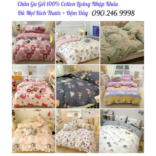 (12 mẫu) Bộ chăn ga gối 100% cotton living cho bé, hàng nhập khẩu đủ size, miễn phí bo chun