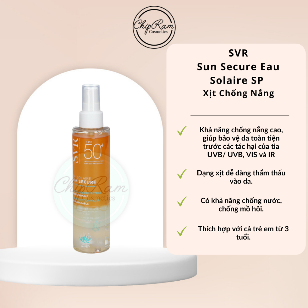 Xịt chống nắng SVR Eau Solaira Sun Secure SPF 50+ 200ml