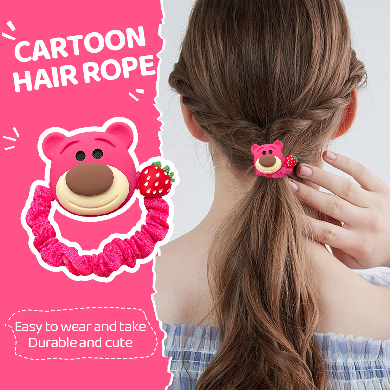 Beautycoco🍊Dây cột tóc Losto chất liệu cao su co giãn hình gấu dâu hoạt hình xinh xắn phong cách Hàn Quốc dành cho nữ