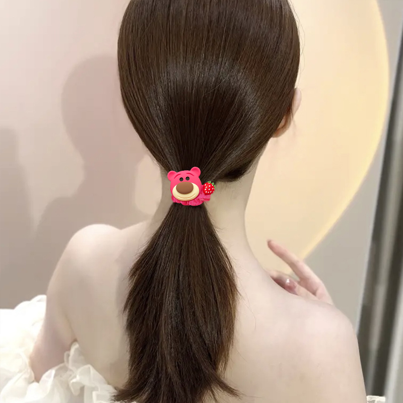 Beautycoco🍊Dây cột tóc Losto chất liệu cao su co giãn hình gấu dâu hoạt hình xinh xắn phong cách Hàn Quốc dành cho nữ