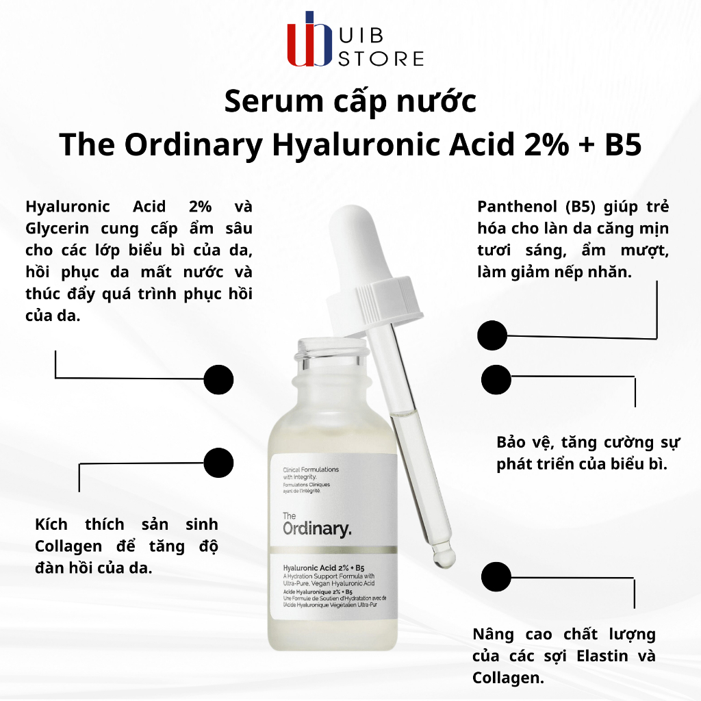 (Hàng Auth, có bill ) Serum cấp nước The Ordinary Hyaluronic Acid 2% + B5 30ml